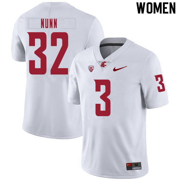 Women #32 Pat Nunn Washington State Cougars College Football Jerseys Sale-White - Click Image to Close